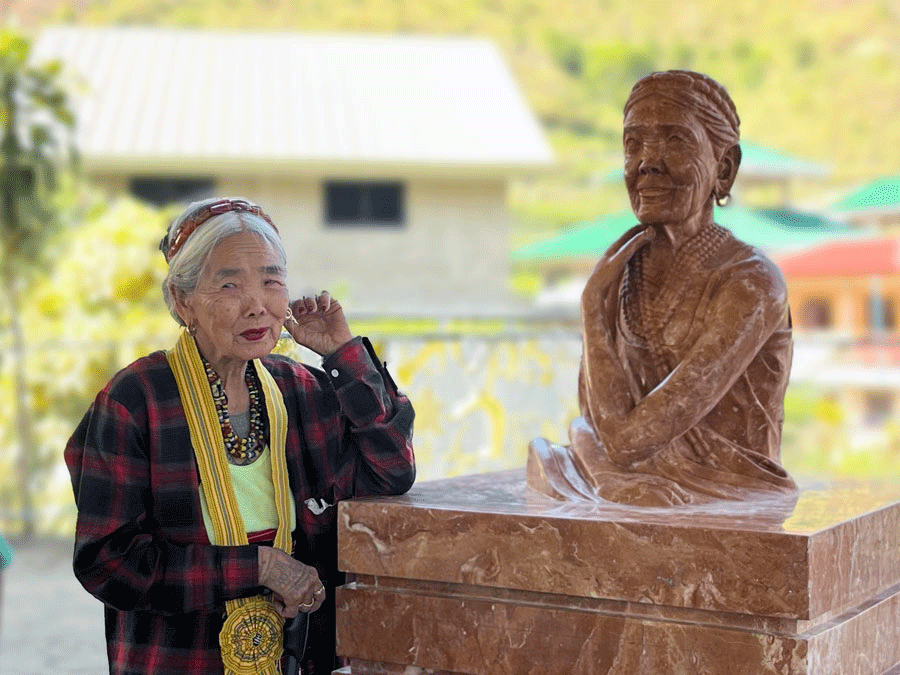 Apo Whang-Od with Her Red Marble Bust from Open Access BPO