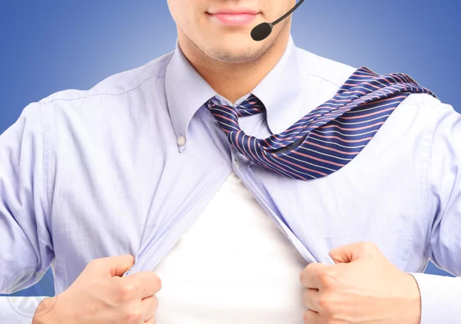 male-telemarketing-agent-ripping-open-shirt