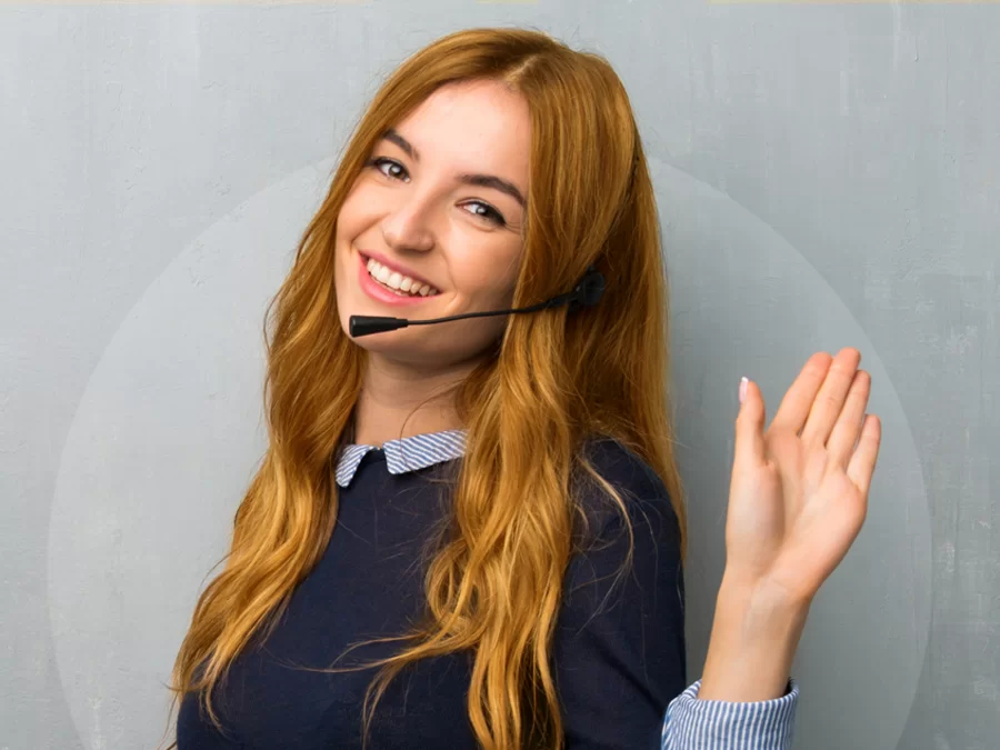 great customer service email pleasant call center CX agent saying hello during customer service call