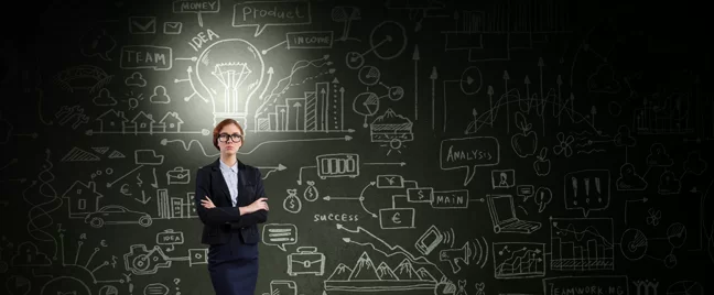 businesswoman standing in dark