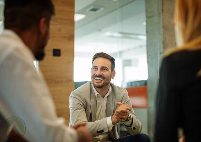 office employee having fun chatting with coworkers