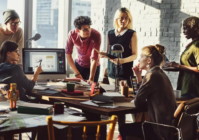 young office employees at work