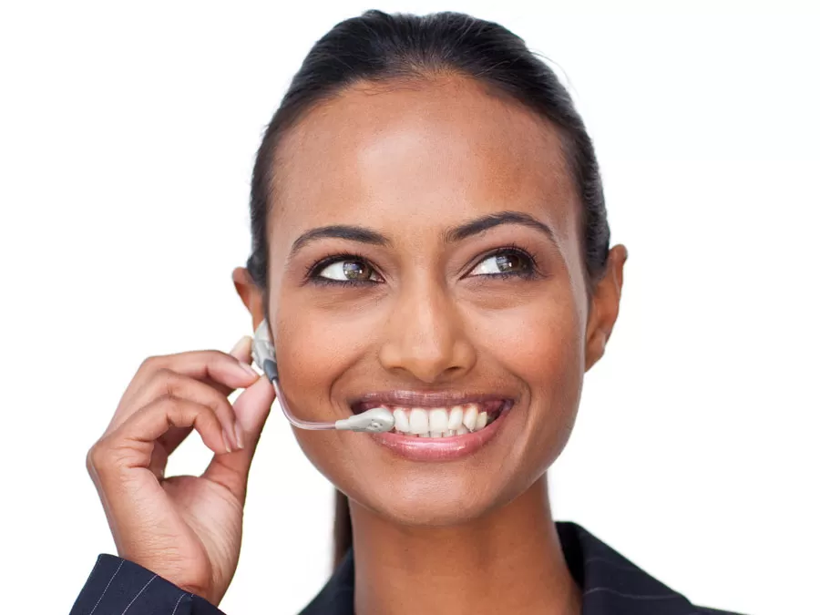customer service agent smiling brightly