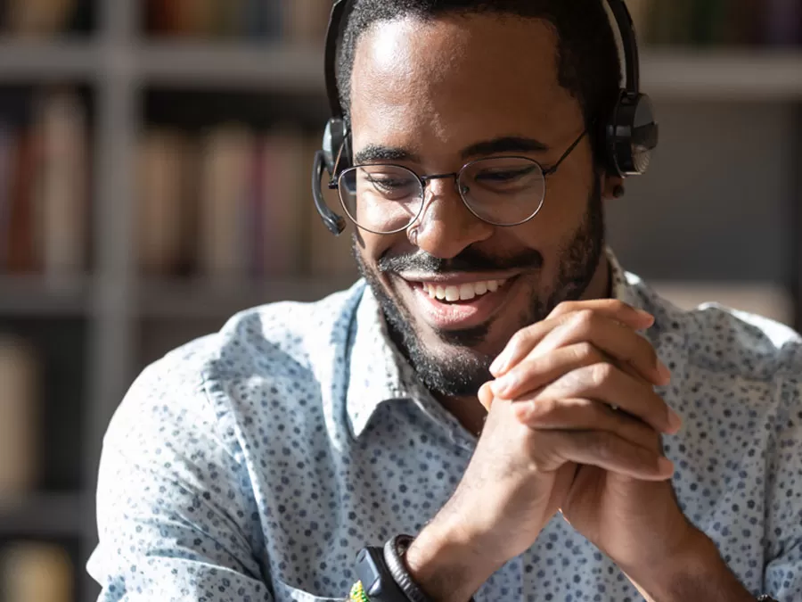 smart customer service agent in call center busy at work