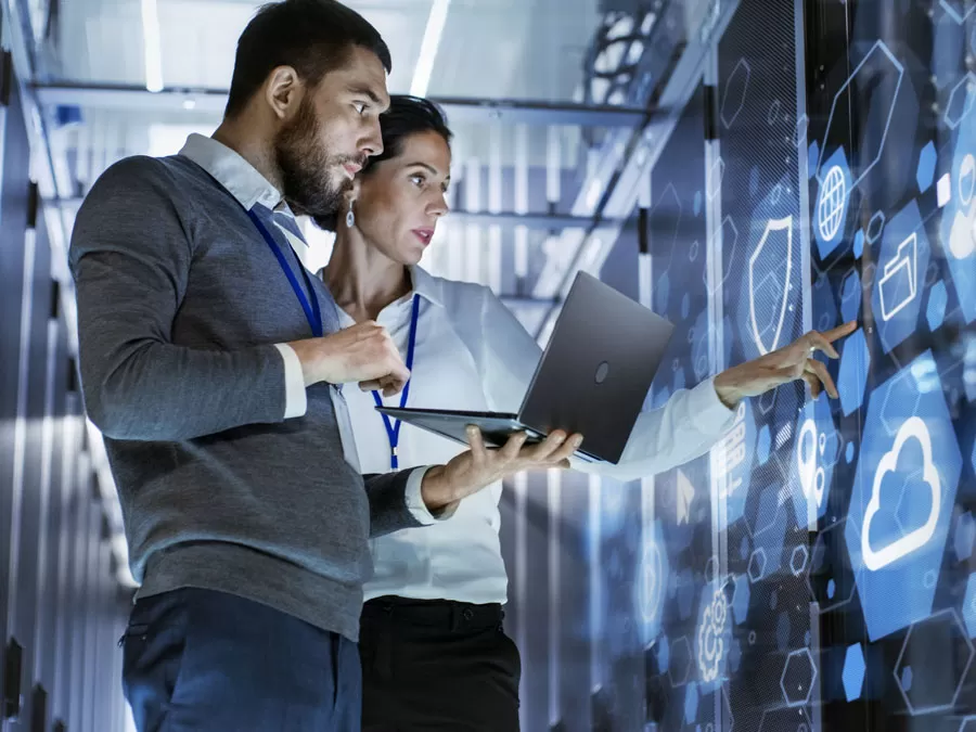 data security officers inspecting data center