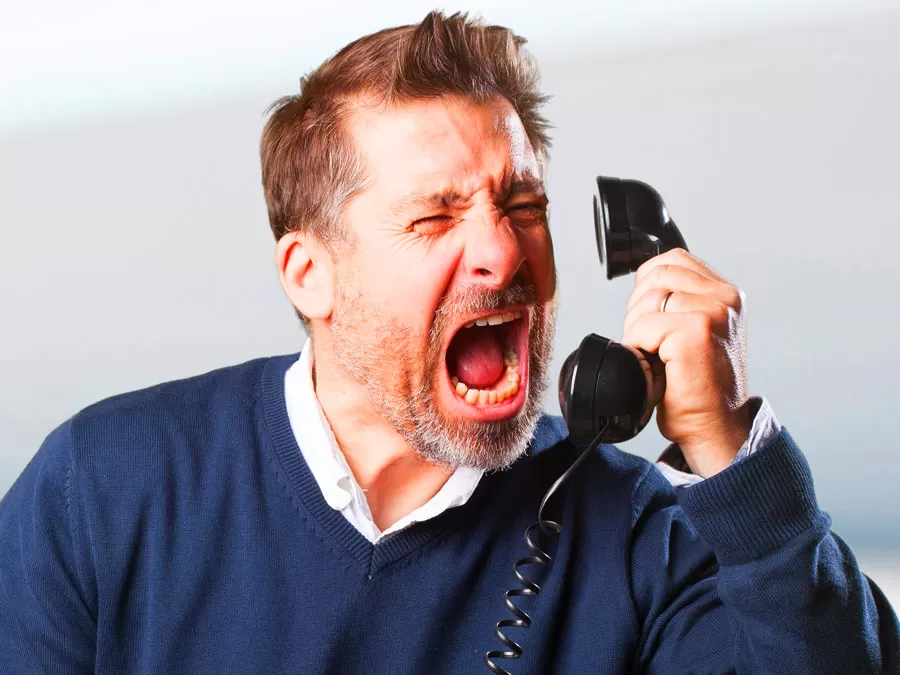 angry repeat customer screaming on phone