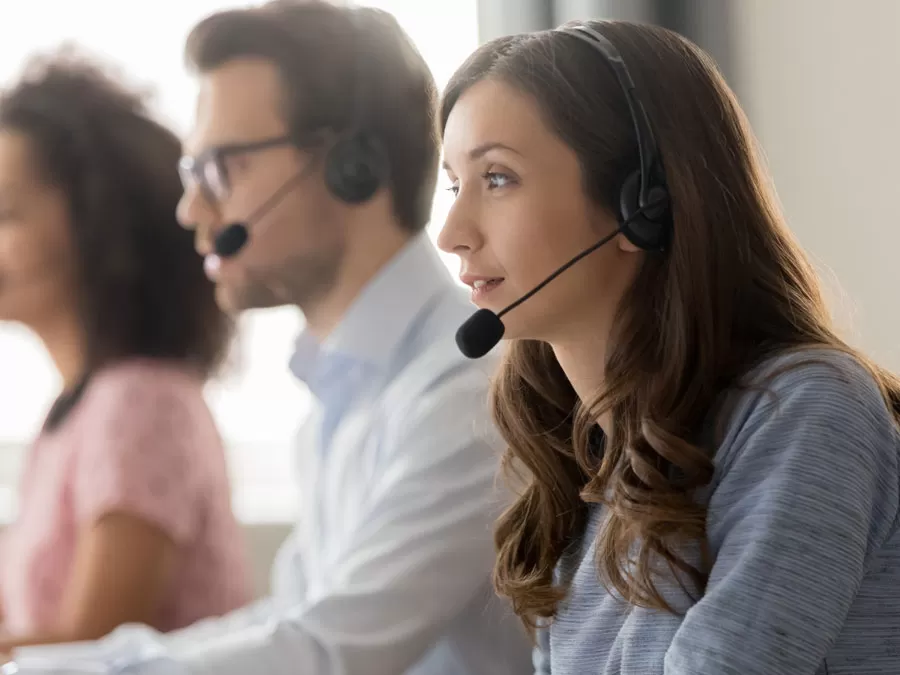 customer service agents team working at a call center