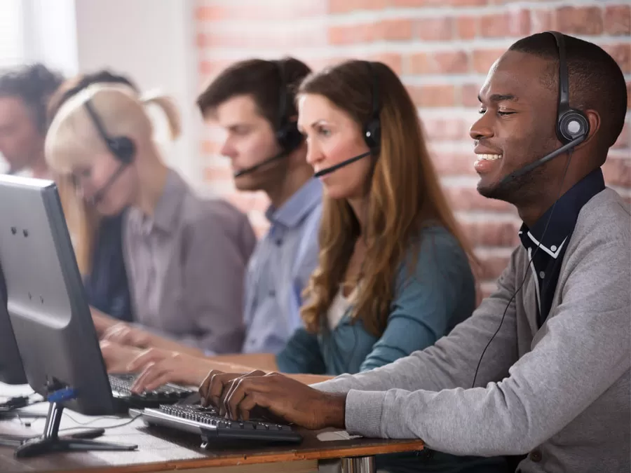 customer service call center team at work