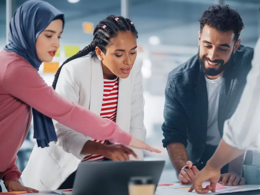 inclusive hiring depiction diverse business team in meeting planning